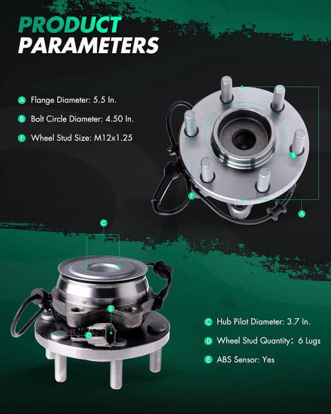 Front Wheel Bearing Hub Assembly 6 Lug Fits Nissan Pathfinder Frontier Xterra Equator With ABS 515064 2 Pack Durable Replacement