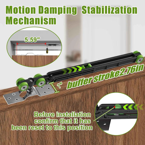 Five Point Three Foot Pocket Door Track Kit With Soft Close And Soft Open Aluminum Commercial Grade Sliding Hardware shown in detail