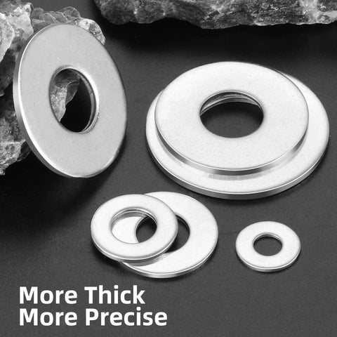 VGBUY 275-piece stainless steel flat washer set, thickened 304 SS, SAE sizes #8, #10, 1/4, 5/16, 3/8, 1/2