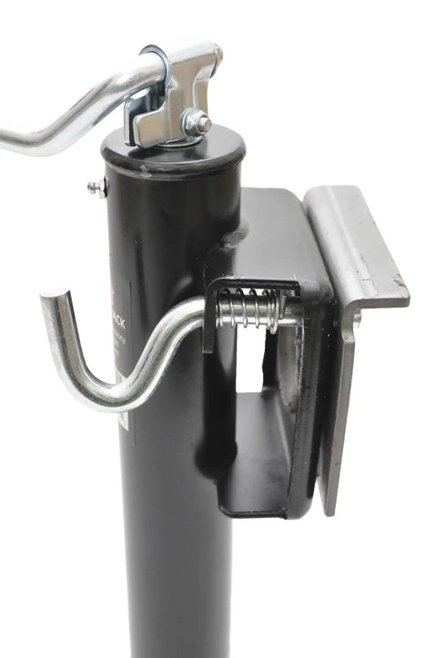 2000 Lb Flange Mount Top Wind Trailer Jack With Foot Plate Weld On Included showing top wind handle and flange bracket