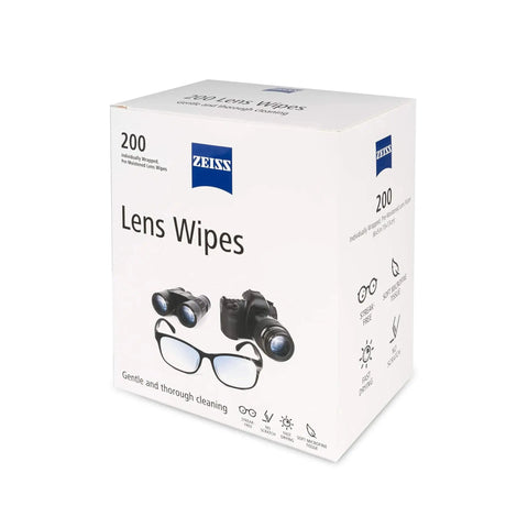 ZEISS Pre-Moistened Lens Cleaning Wipes 200 Count box for glasses, sunglasses, and optics