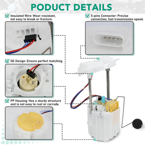 Fuel Pump Module Assembly Replacement For Chrysler 300 Dodge Challenger Charger Magnum Suits 2.7L 3.5L 3.6L 5.7L 6.1L 6.4L Hemi V8 V6 Engines Fits 2005 Through 2017 Models E7192M with insulated wiring and precise connector