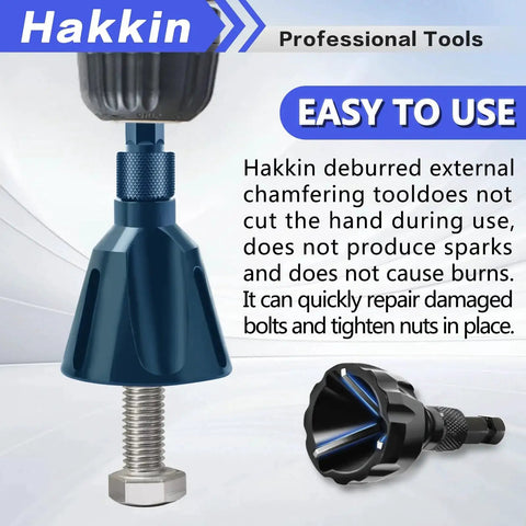 Side view of Versatile 4 Pack Burr Busting Deburring External Chamfer Tool Set With Tungsten Carbide Blades By Hakkin Bolt Deburring Chamfering Drill Bit