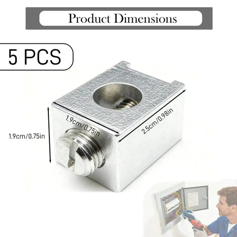 Five Pack Neutral Ground Lug Kit With Aluminum Ground Lugs For Electrical Panel And Ground Bar Installation with dimensions shown.