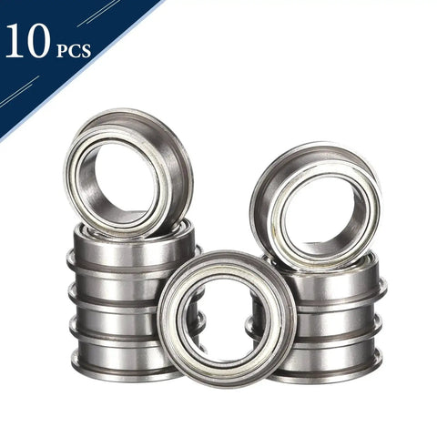 Flanged Ball Bearing MF128ZZ 8Mm X 12Mm X 3.5Mm Miniature Bearing With Double Shielding Pre Lubricated Chrome Steel GCr15 Abec 1 Deep Groove For Precision Small Parts And Hobby Machines Pack Of 10