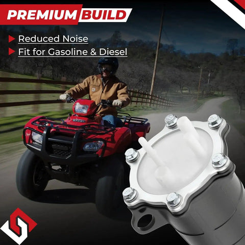 Drop-In Fuel Pump 16700-HP5-602 Replacement For Honda ATV next to a red ATV on a country road