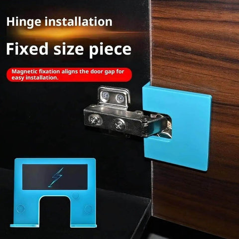 Door Hinge Jig Kit That Works Like A Charm For Precise Installations With Magnetic Alignment, blue guide in use