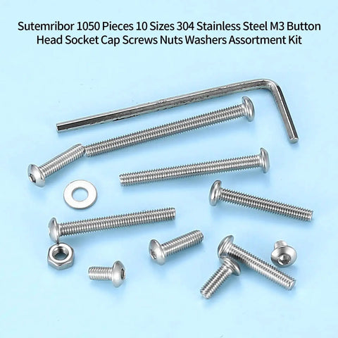 1050 Pcs M3 Screws Kit Pro Grade Stainless Steel Button Head Socket Cap Screws Nuts Washers And Bolts Assortment