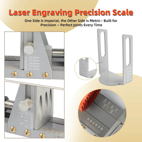 Pocket Hole Jig Kit Upgraded With Single Side Operation showing precision scale, 15 degree drilling angles, and metal design