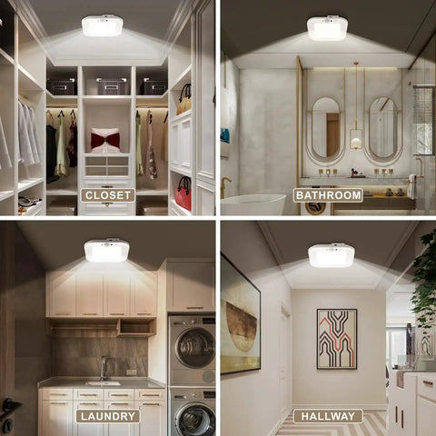 Cordless Rechargeable Motion Sensor Ceiling Light with USB Cable 220 Lumens 6000K Daylight LED in closet, bathroom, laundry, hallway