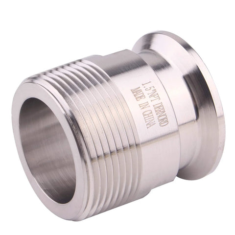 DERNORD 1.5'' tri-clamp to MNPT sanitary pipe adapter ferrule, stainless steel