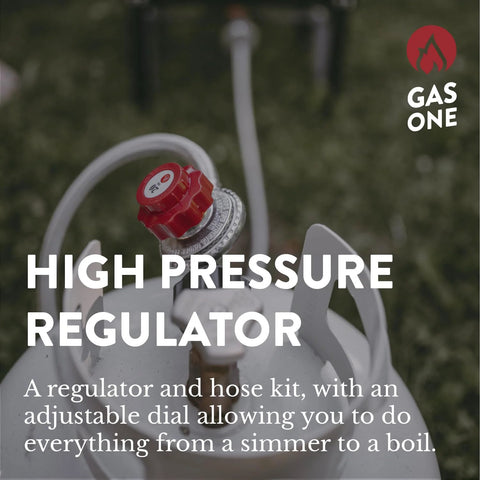Gas One 0–20 PSI adjustable high-pressure propane regulator with 4 ft steel braided hose