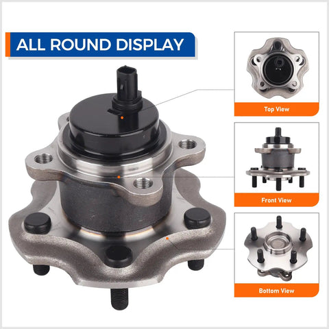 All round display of Pair 512372 Rear Wheel Hub Bearing Assembly Fits Lexus HS250h NX200t NX300 NX300h Scion IM TC Corolla IM RAV4 FWD
