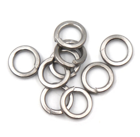 Spring lock washers, 304 stainless steel, assorted small sizes (M2–M12), circular split rings
