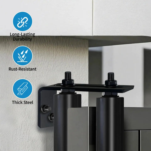 Universal 4 Inch Gate Roller Guide Kit With Nylon Rollers And Black L Bracket Heavy Duty Sliding Gate Hardware installed view