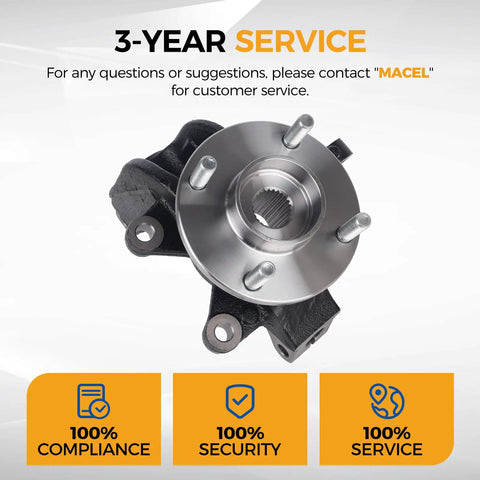 Front Left Steering Knuckle Assembly And Wheel Hub Bearing For Ford Focus 2006 To 2011 Driver Side Direct Replacement