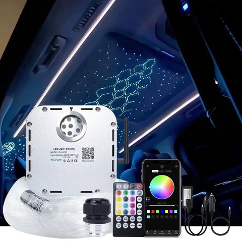 32W RGBW Twinkle Fiber Optic Lights Kit With Music Activated App Control Bluetooth Star Ceiling Sky Light for cars