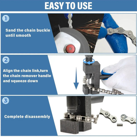 Steps to use Motorcycle Chain Breaker Tool Kit With 18 Piece Chain Rivet Tool Set And Chain Link Cutter For Motorcycle ATV Bike Cam Chain, Handles 25 To 930 Chains, Easy Riveting And Removal, Durable Steel Build, ProGrade Maintenance Kit