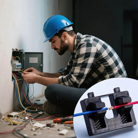 Technician using Adjustable Suction Bracket Welding Wire Fixture With Table Clamp For Motherboard Soldering, Precision Welding Locator Tool.