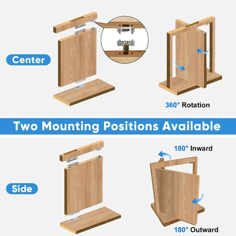 Diagram showing 2 Piece Stainless Steel Hidden Door Hinge Pivot 570 Lbs Heavy Duty Invisible Door Hardware for secret room installation.