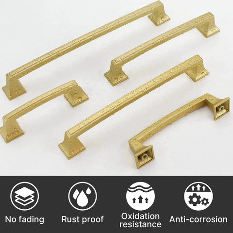 Gold Cabinet Handles Set 10 Pack 5 Inch Hole Center Drawer Pulls Modern Square Dresser Handles Zinc Alloy Rust Resistant Durable