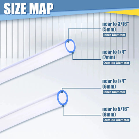 Foam Cannon Straw Replacement Kit 9 Inch With Stainless Steel Filter Balls For Most Foam Lances Fits Most Foam Cannons Durable PVC Material That Wont Deform Extends Lifespan And Cuts Foam Waste Foam Saver Included size map showing diameter in millimeters.