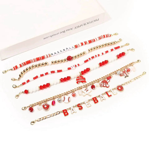 Six Piece Baseball Trucker Hat Chains for Women and Men Detachable DIY Hat Jewelry Beaded Charms Style D