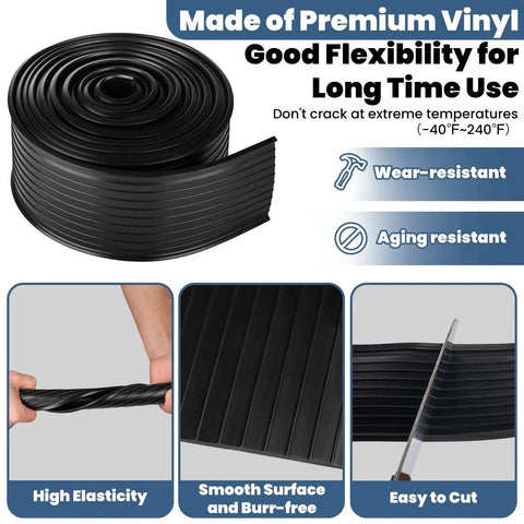 16Ft Replacement Garage Door Bottom Seal Vinyl Weather Stripping for Wayne Dalton 8000 and 9000 Series shown in unrolled state.