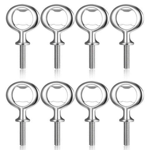 Eight Piece Metal Bottle Opener Kit Made Of Stainless Steel Blank Openers For DIYers And Crafting, top view