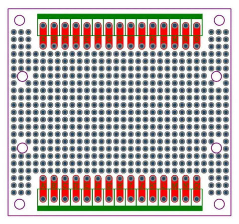 Top view of prototype board for DIY prototyping, fits DIN Rail Mounting Carrier Housing, PCB Size 77.4mm x 72mm, 1.6mm FR-4 material