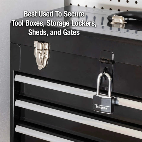 Black Covered Aluminum Lock with Key for Gym Lockers and Outdoor Use on toolbox