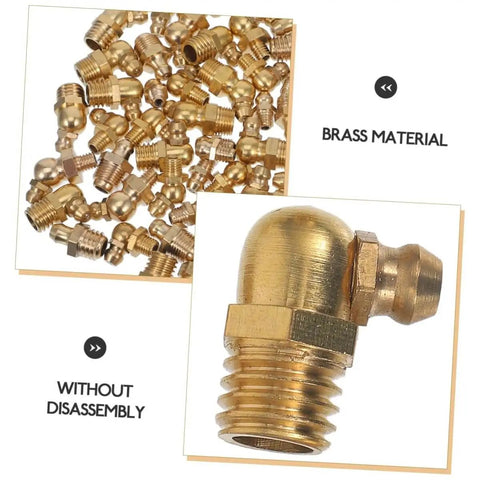 Go To Tough Grease Fitting All In One Kit With Straight 45 Degree And 90 Degree Nozzles For Automotive Use, brass fittings shown