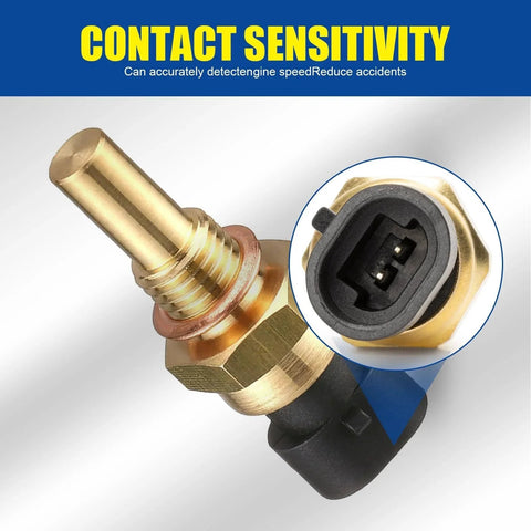Durable Car Engine Temperature Sensor With Plug For Accurate Readouts And Long Service Life, Sodcay Compatible Delphi OEM 15404280 12191170 60811520 12608814 Gold showing metal body and plug.