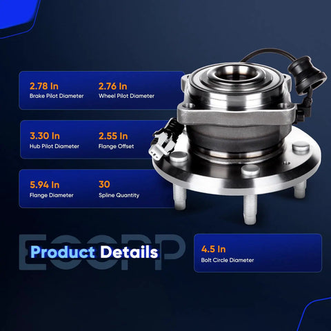 Rear Wheel Hub Bearing Assembly With ABS, 5 Lug Fit For Chevy Captiva Sport 2012 2015 Equinox 2007 2009 Pontiac Torrent 2007 2009 Saturn Vue 2008 2010 Suzuki XL7 2007 2009 Left Or Right OE Replacement 512358 with dimensions chart