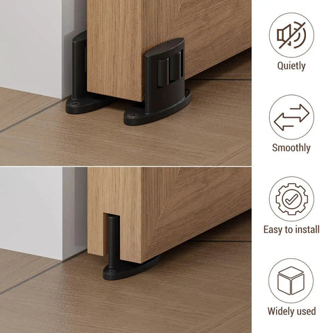 Floor Guide For Sliding Barn Door Bottom With Double Sided Roller Design Concealed Pulleys For Smooth Quiet Sliding Fits Doors Over 30mm Thick