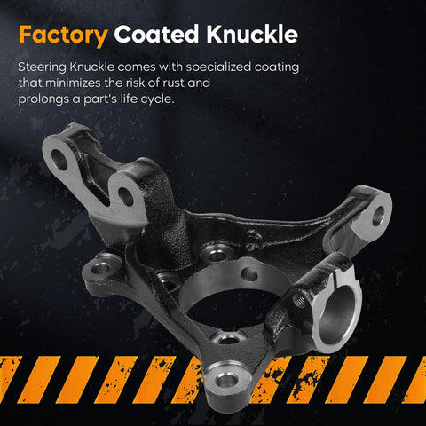 Close-up of a factory coated knuckle, part of the Front Wheel Hub Bearing Knuckle Assembly Kit Heavy Duty 2 Piece Set Fits Forester 2009-2014, Impreza 2008-2014, Legacy 2005-2014, Outback 2005-2014, XV Crosstrek 2013-2014, WRX 2012-2014, 698-220 698-221.