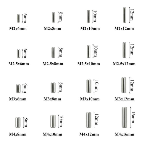 Image of 200Pcs Slotted Spring Pin Assortment Kit M2 M2.5 M3 M4 304 Stainless Steel Anti Rust Durable Fastener Set in various sizes