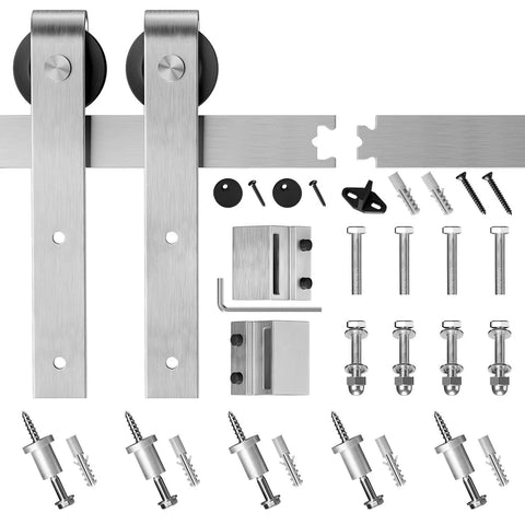 Brushed Nickel Barn Door Hardware Kit For 36 Inch Wide Doors Heavy Duty Sliding Track With Quiet Operation Easy To Install 6 Feet Rail