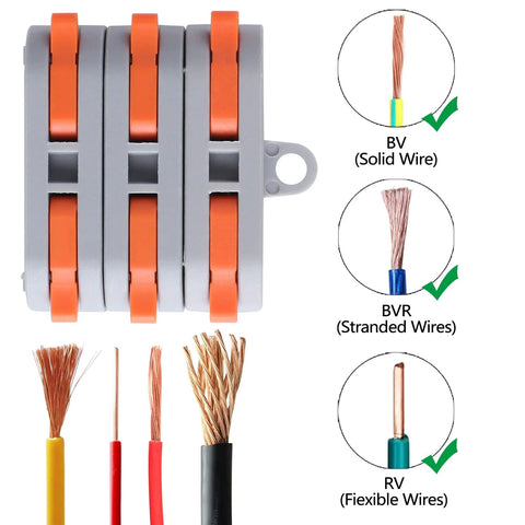 60-piece XHF lever wire connectors in gray housing; orange levers, 28–12 AWG splices for solid or stranded wires.