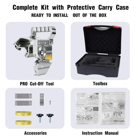 Complete kit with plug and play direct replacement for 10379 cut off tool, accessories, case, and manual for Tapco Pro 14 HD MX Series brakes