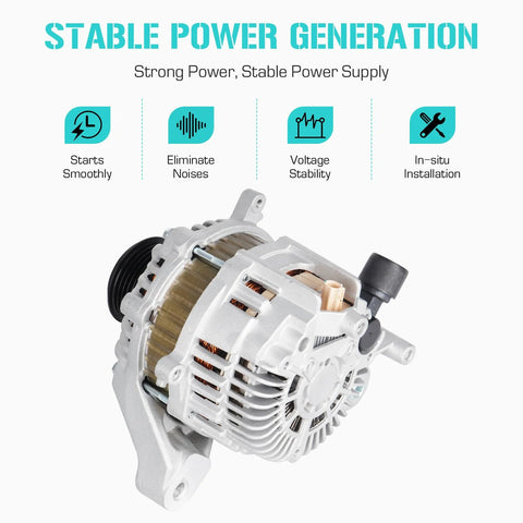 Drop-In Replacement Alternator For 2.4L Honda Accord 2013-2017 Automatic CVT Transmission EX LX EX-L Sport Touring 4-Cylinder K24W1 Replaces 31100-5A2-A02 31100-5A2-A02RM side view
