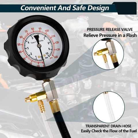 0 To 140 PSI Fuel Pressure Tester Kit For Fuel Injectors And Pumps with pressure gauge and fittings