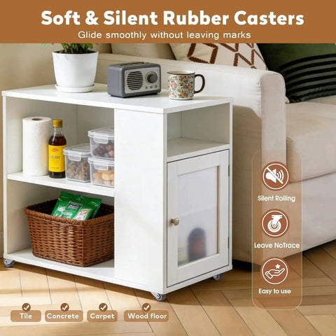 White cabinet on 1.5 Inch Small Caster Wheels Two Pack, Heavy Duty Non Swivel Rigid Casters With 180 Lb Load Capacity