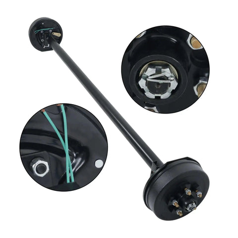 Heavy Duty 3500 Lb Trailer Electric Brake Axle With 5 Lug 4.5 Inch Bolt Pattern 85 Inch Hub Face And 70 Inch Spring Center Ready To Mount