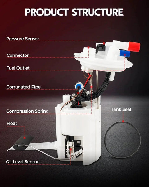 Diagram of Fuel Pump Module FG1055 Direct Replacement Fits 2008-2014 Chevrolet Suburban 1500 FLEX showing components and structure.