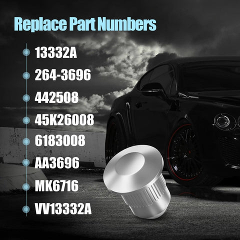 Car with alignment cam guide pin and replacement part numbers listed