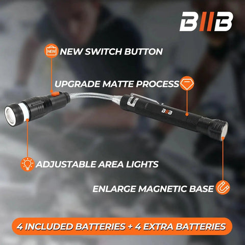 Extendable Magnetic Pickup Tool With LED Flashlight Telescoping Magnet For Cars Garage Home Workshop And Outdoor Use