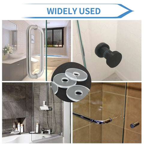 Clear 3/4 Inch Shower Door Washer Set For Glass Protection Qjaiune 10 Pack Transparent Plastic Gaskets Installed in Bathroom