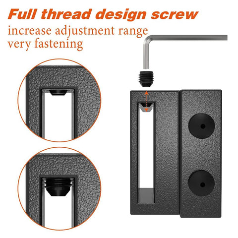 Rubber Cushioned Stopper Limit for Sliding Barn Door Track Roller Kit Fits One Point Six Inch Wide One Quarter Inch Thick Flat Track Noise Quieting Adjustable Screw In For Strong Secure Fit And Easy Repositioning with wrench