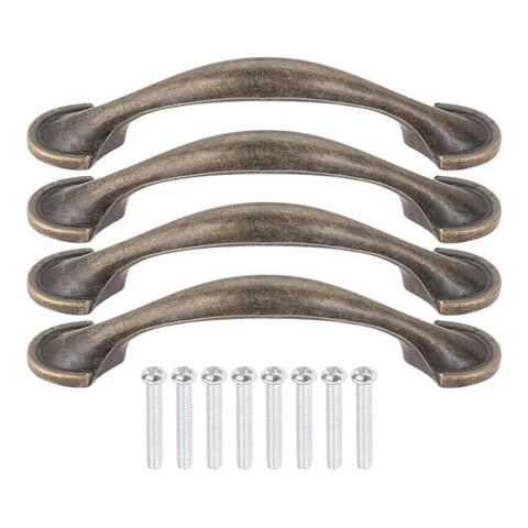 Antique Bronze Cabinet Pulls Set Of 4 Arch Style Kitchen Cabinet Handles With Screws 116x22mm 76mm Hole Spacing Zinc Alloy